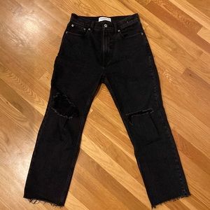 Abercrombie The Ankle Straight Ultra High Rise Black Jeans